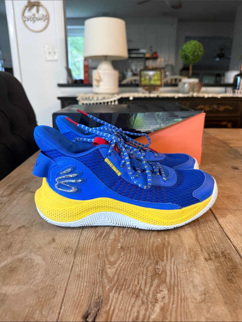 Under Armour Kids Blue and Yellow Athletic Sneakers